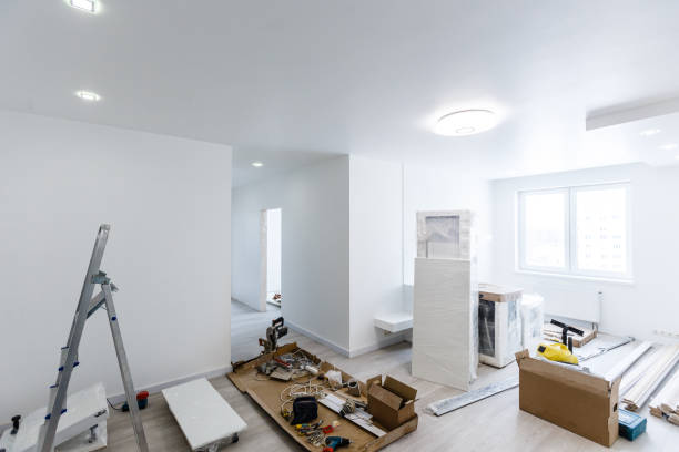 interno dell'appartamento durante la ristrutturazione e la costruzione - newly completed foto e immagini stock