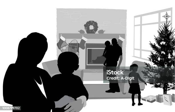 Young Family Christmas Morning Stock Illustration - Download Image Now - Christmas, Illustration, Love - Emotion