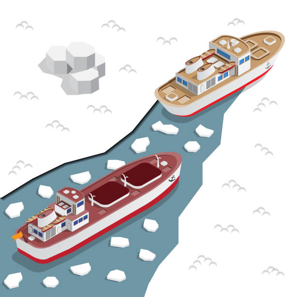 illustrations, cliparts, dessins animés et icônes de brise-glace dirige le navire. - fret cargo blanc maquette