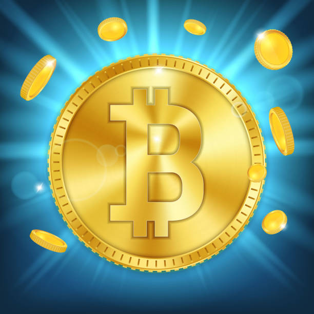 istock Creative vector illustration of 3d golden bitcoin coin isolated on background. Art design digital currency, cryptocurrency. Stock market electronic money. Blockchain, ico, fintech net banking element 1008822096