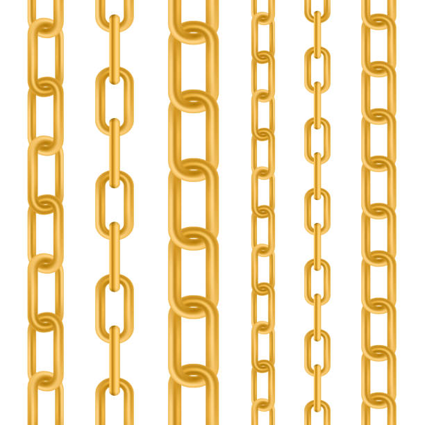 istock Creative vector illustration of gold metallic dangling chain links set isolated on background. Art design seamless metal. Abstract concept graphic element 1008822814
