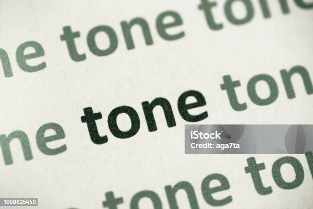 Word Tone Printed On Paper Macro Stock Photo - Download Image Now - Colors, Toned Image, Voice