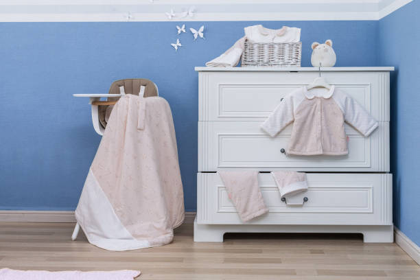 istock Baby bedroom with white teddy bear 1008826038