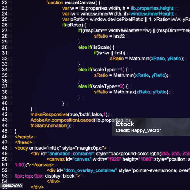 Creative Vector Illustration Of Programming Html Code On Computer ...