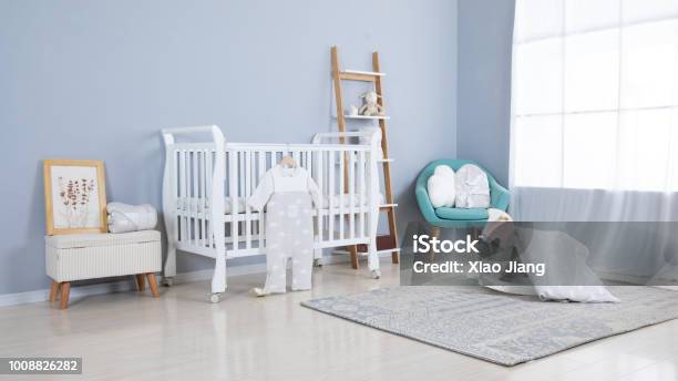 Beautiful Interior Of Childs Room Stock Photo - Download Image Now - Baby - Human Age, Nursery - Bedroom, Crib