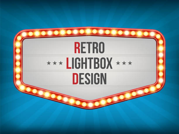 Creative vector illustration of retro light bulb frame set isolated on transparent background. Art design shiny banner decoration curtains. Abstract concept graphic theatre billboard element.