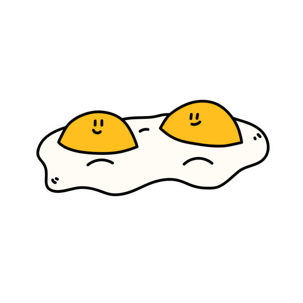 illustrations, cliparts, dessins animés et icônes de adret vers le haut avec deux jaunes d’oeufs - two eggs
