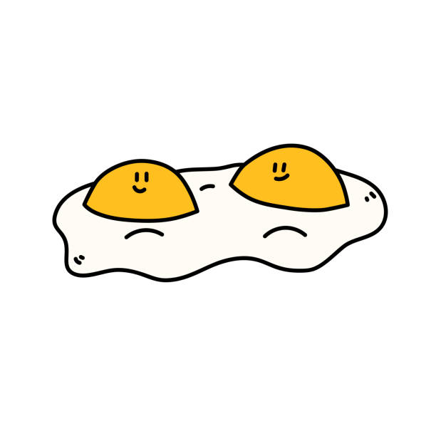 두 개의 노 른 자까지 써니 사이드 - two eggs stock illustrations