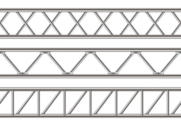 kreative vektor-illustration von stahlbinder stahlträger, verchromte rohre isoliert auf transparentem hintergrund. kunst design horizontale metallbau-struktur für billboard. abstrakter begriff grafikelement - industry business street steel stock-grafiken, -clipart, -cartoons und -symbole