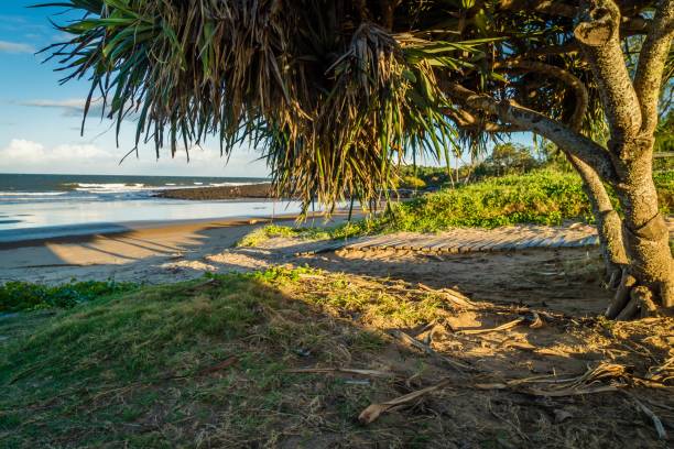 Bundaberg beach at sunset in Queensland, Australia stock photo