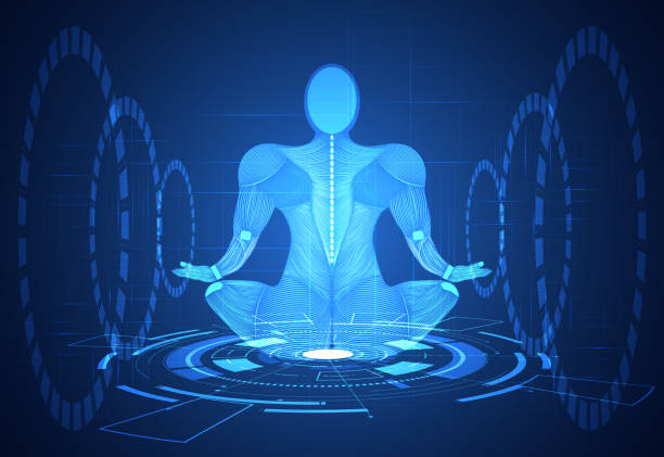 istock abstract technology science concept human body line blue health digital : medicine,meditation,Healing,Chakra,Zen vitality innovation energy circulates in the body on hi tech future design background 1008859766