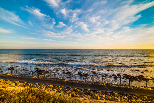 Colorful sunset in Malibu shore, Los Angeles. Southern California, USA