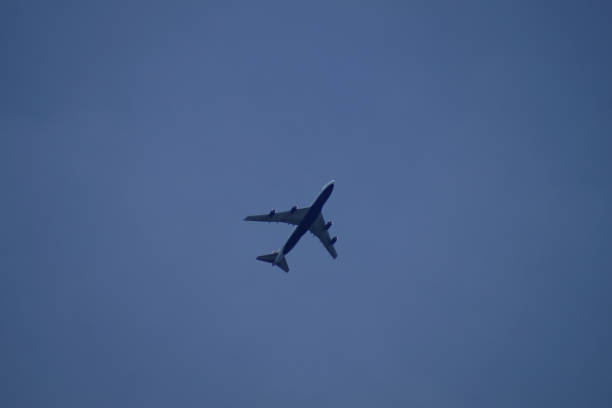 istock Aircraft in the sky - blue background no clouds 1008867526