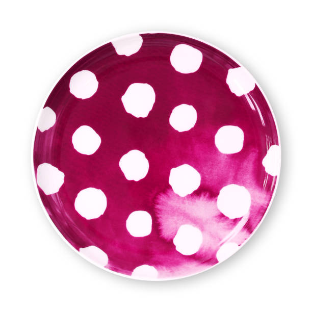 istock Polka dot plates, Plate with polka dot pattern (watercolor style), View from above isolated on white background with clipping path 1008876564