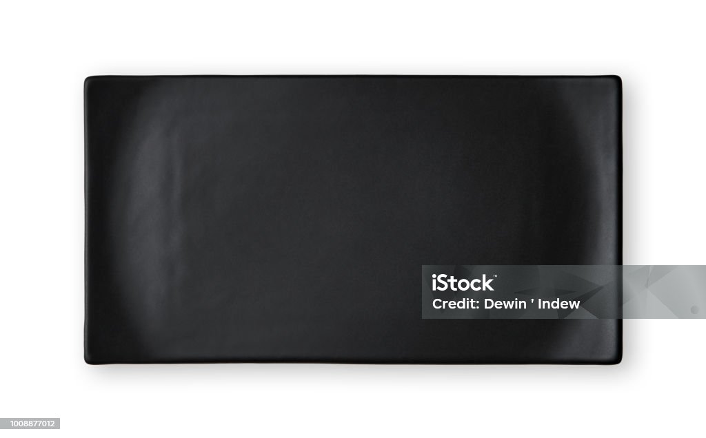 Empty Rectangular Plate Empty Rectangular Plate Black Ceramics Plate View From Above Isolated ...