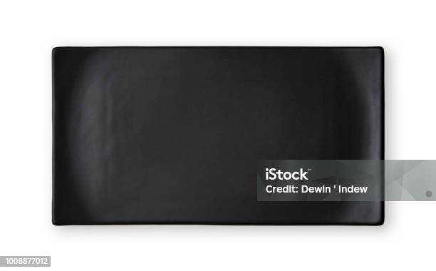 Empty Rectangular Plate Empty Rectangular Plate Black Ceramics Plate View From Above Isolated ...
