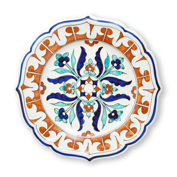 istock Ceramics decorative plates, Islamic plate with mandala pattern, View from above isolated on white background with clipping path 1008891586