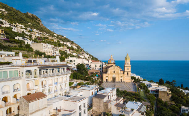 Amalfi coast village Praiano in Italy, sunrise Amalfi coast village Praiano in Italy, sunrise praiano photos stock pictures, royalty-free photos & images