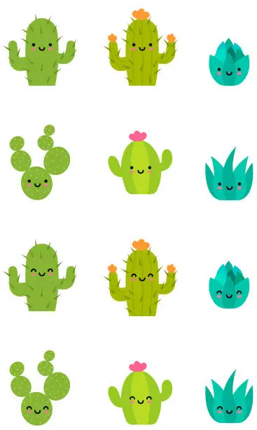 Vector illustration of Cactus Vector Kwai Cute Symbol