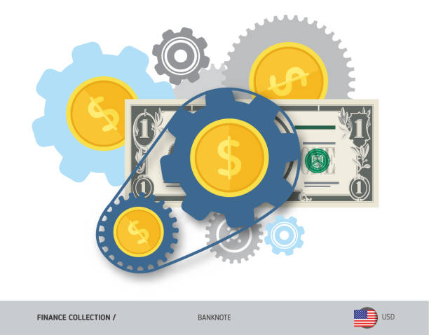 istock Financial mechanism with 1 US Dollar Banknote and coins. Flat style vector illustration. Finance concept. 1008898162