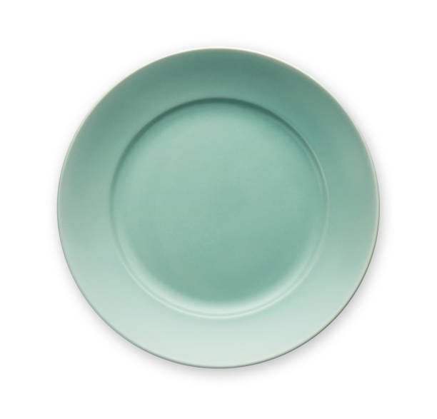 istock Empty ceramics plates, Classic green plate, View from above isolated on white background with clipping path 1008898308