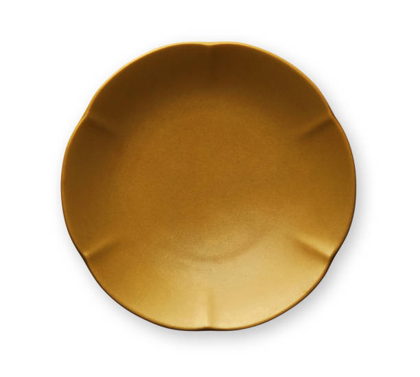 istock Empty brown plate with wavy edge, Frilled Plate, View from above isolated on white background with clipping path 1008898310