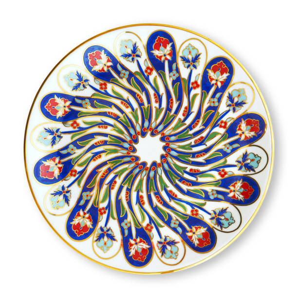 istock Ceramics decorative plates, Islamic plate with mandala pattern, View from above isolated on white background with clipping path 1008898344