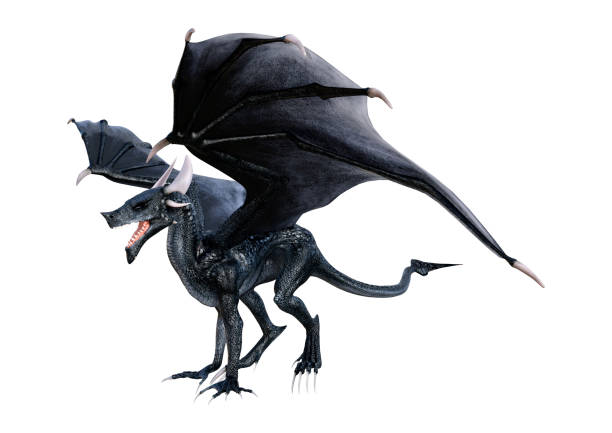 istock 3D illustration black fairy tale dragon on white 1008903270