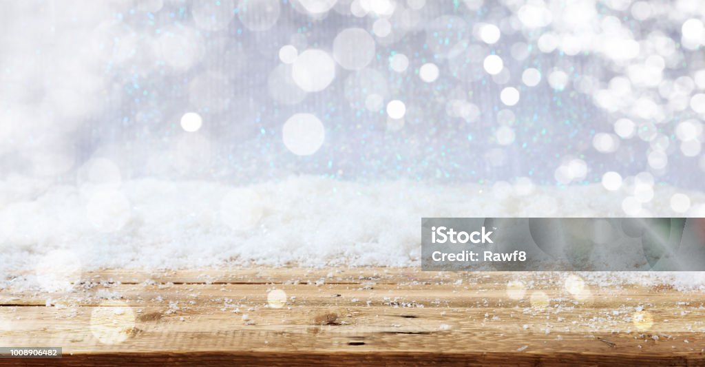 Holzoberfläche verschneite Weihnachten Hintergrund - Lizenzfrei Winter Stock-Foto