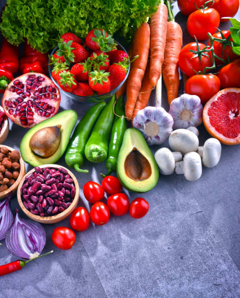 istock Composition with fresh vegetarian grocery products 1008908770