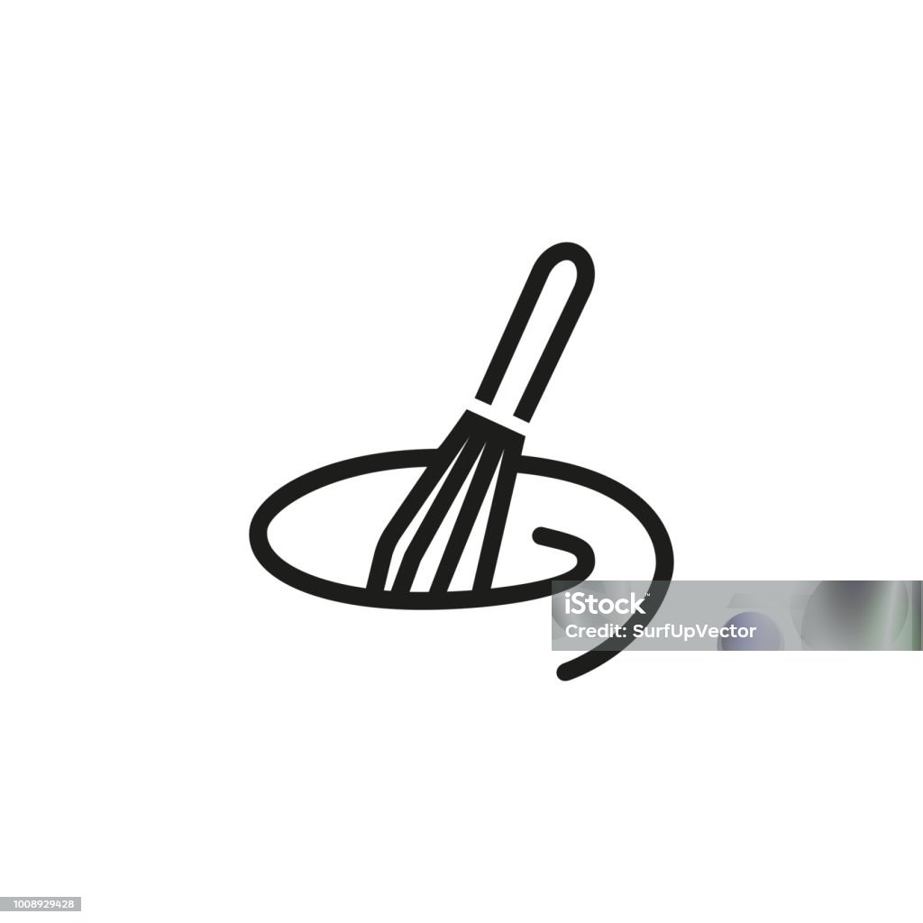 Mixing with whisk line icon Mixing with whisk line icon. Kitchenware, utensil, blender. Cooking concept. Vector illustration can be used for topics like preparing food, culinary, making dough Wire Whisk stock vector