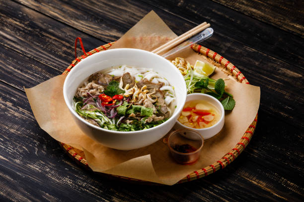 istock Pho Bo vietnamese Soup with beef in tray 1008930000