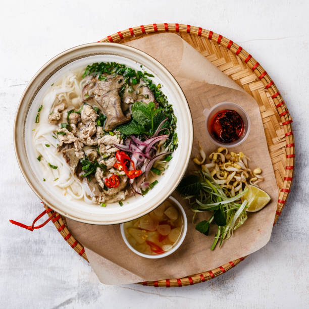 istock Pho Bo vietnamese Soup with beef in tray 1008930006