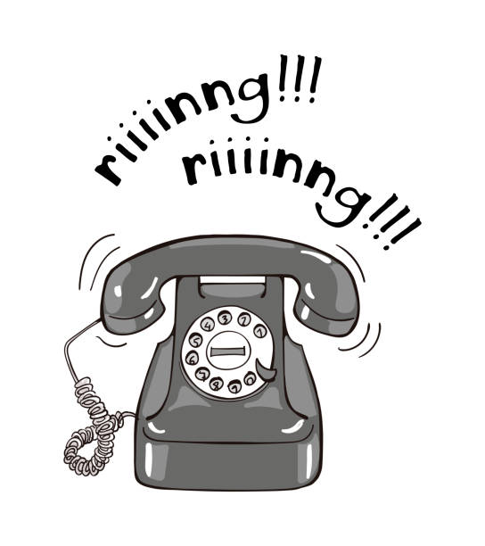 istock Vintage black and white telephone hand drawn illustration 1008936456