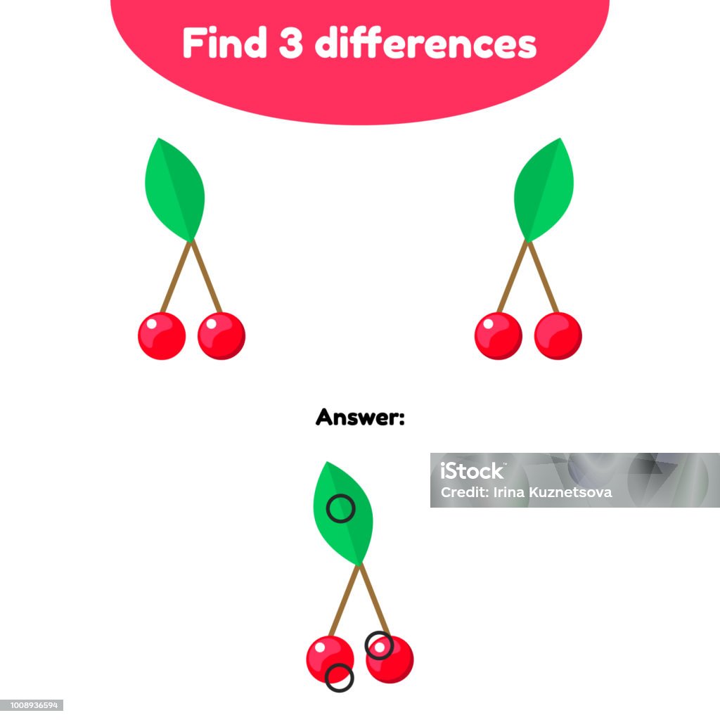 3 Different Vector Illustration Puzzle Game For Preschool Children Find 3 ...