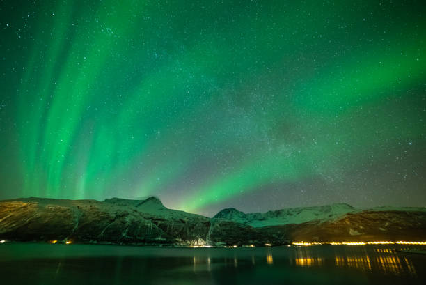 istock Aurora Borealis over a fjord 1008944918