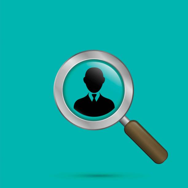 istock Search for employees human resource. Search man vector illustration with magnifying glass 1008952886