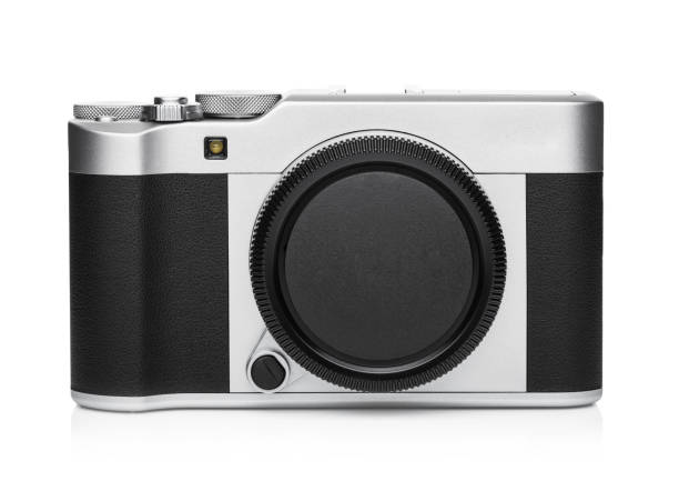 istock Digital DSLR photo camera with black leather grip 1008961474
