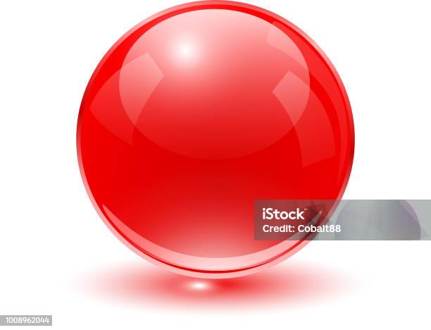 Sfera Di Vetro Rossa - Immagini vettoriali stock e altre immagini di Rosso - Rosso, Sfera, Palla sportiva