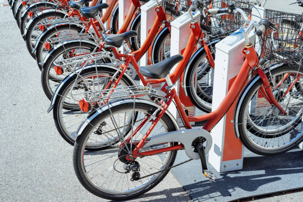 istock Bicycles parking in Bergamo in Italy 1008962118