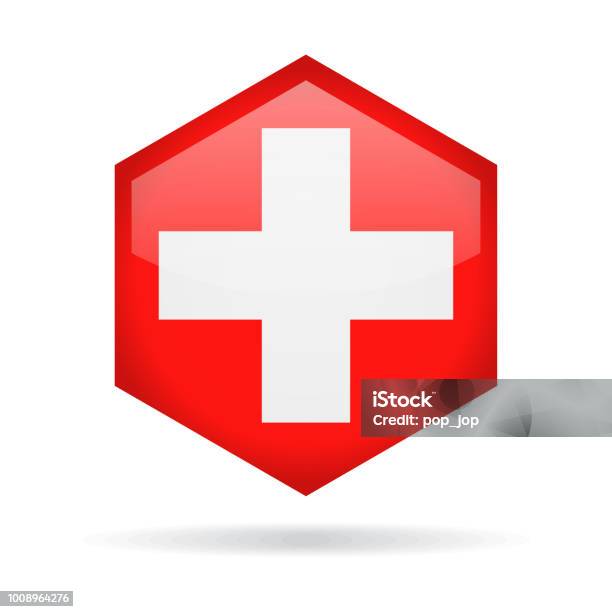 Switzerland Hexagon Flag Vector Glossy Icon Stock Illustration - Download Image Now - Abstract, Arranging, Badge