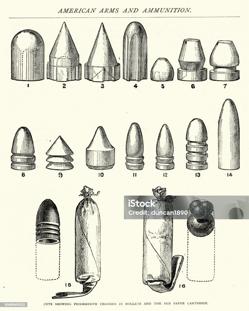 1879 Bullets Examples Of 19th Century Bullets Stock Illustration - Download Image ...