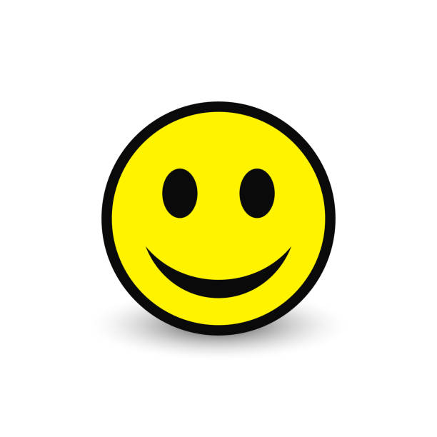 illustrazioni stock, clip art, cartoni animati e icone di tendenza di icona gialla sorridente. faccia felice emoticon vettoriale. - smile