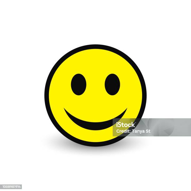Smiley Yellow Icon Vector Emoticon Happy Face Stock Illustration - Download Image Now - Anthropomorphic Smiley Face, Happiness, Anthropomorphic Face