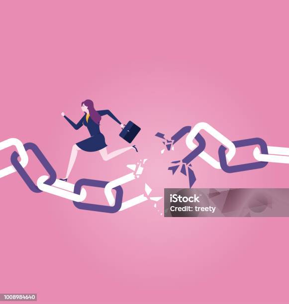 Businessman Escaping The Broken Chain Stock Illustration - Download Image Now - Chain - Object, Breaking, Broken