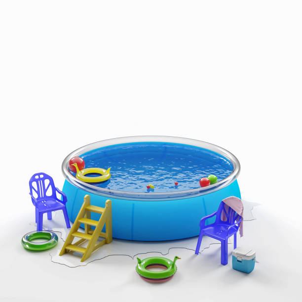 istock Inflatable pool and toys. 1009020242