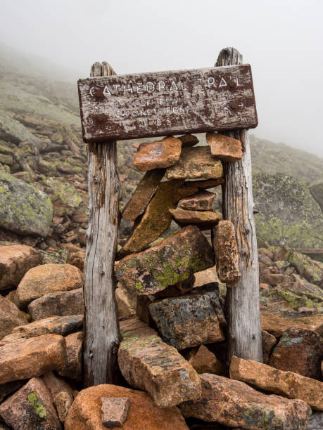 istock Weathered Trail Signpost on Katahdin, Maine 1009023412