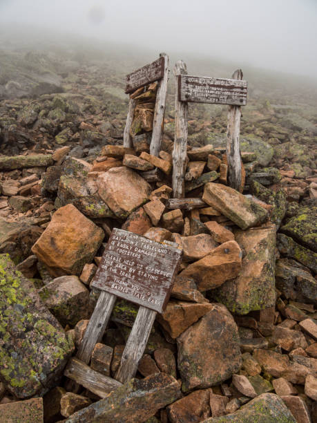istock Weathered Trail Signpost on Katahdin, Maine 1009023418