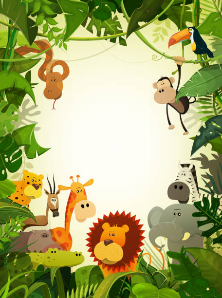 stockillustraties, clipart, cartoons en iconen met wildlife dieren wallpaper - zoo