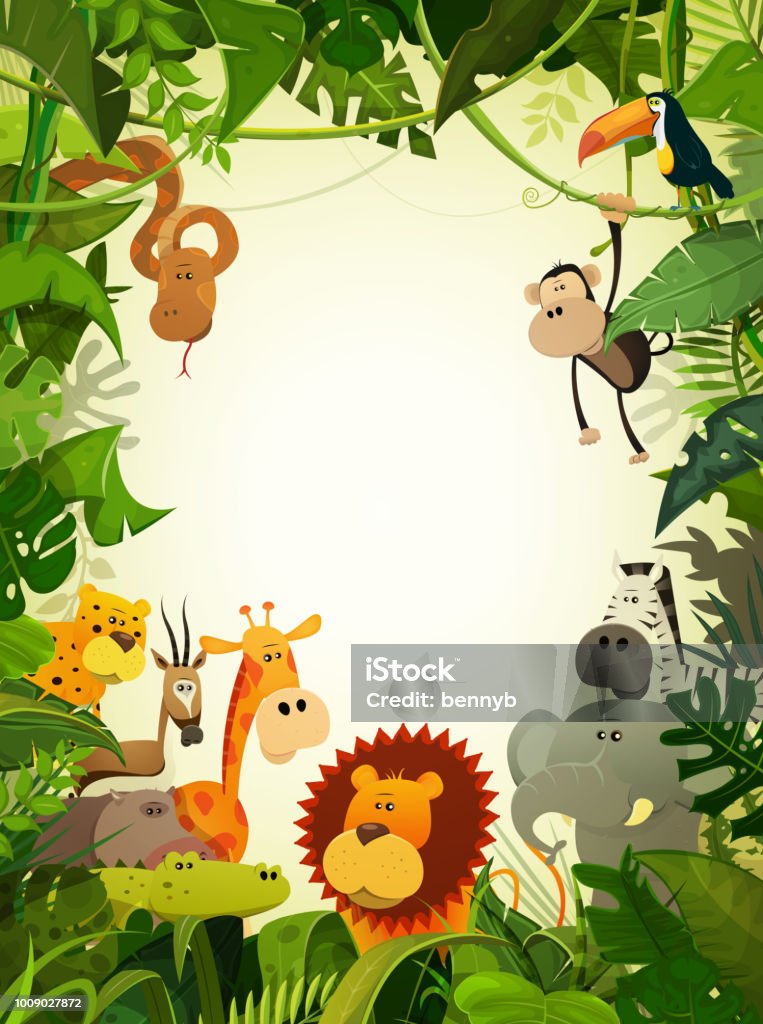 Wildlife Animals Wallpaper Stock Illustration - Download Image Now - Animal,  Rainforest, Zoo - iStock